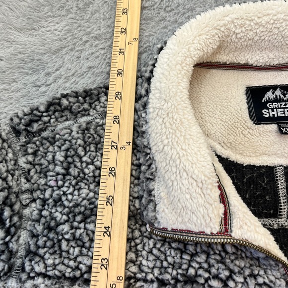 Grizzly Sherpa Mens XL Gray Black Cozy Fleece Quarter Zip Pullover - Picture 5 of 10